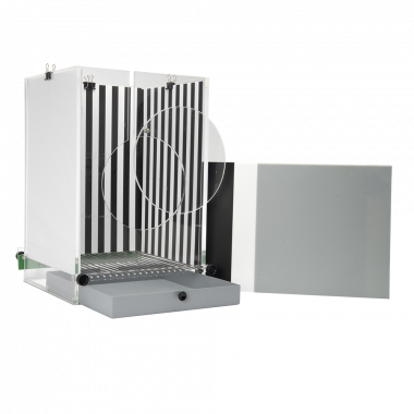 46004-D03 Mouse Cage XL for tethered and non tethered animals for Fear Conditioning, white and black vertical stripes context