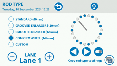 Complex Wheel settings: set the Complex Wheel configuration used in your RotaRod experiment