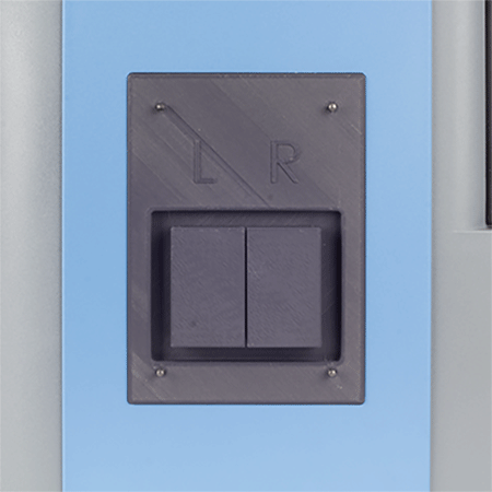 Left and Right force sensor pads seen from above. They can be easily removed for seamless cleaning as they are magnetically attached.